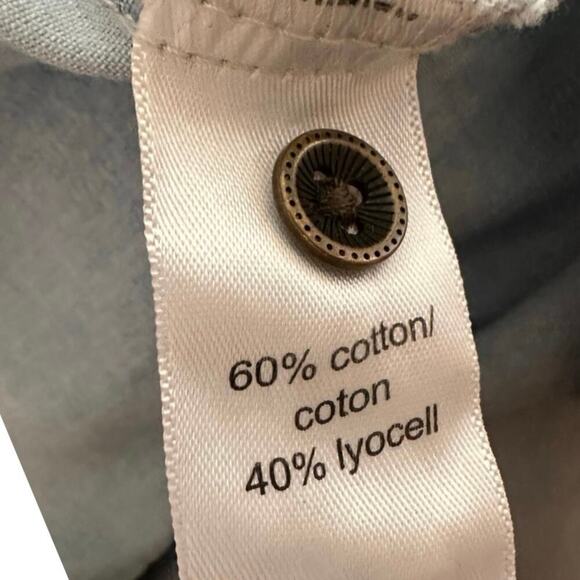 Maurices Ombre Chambray Denim Shirt Blue White Dip Dye Zip Hem XS - Picture 5 of 6